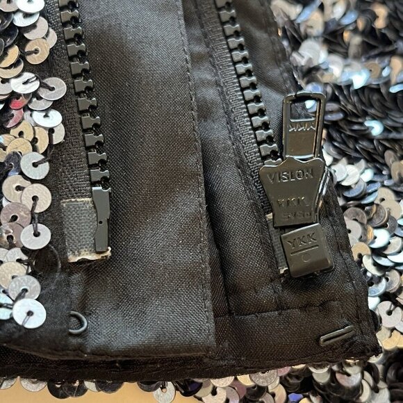 Vtg Y2K Cache Sequin Camisole Cami S Metallic Silk Asymmetrical Spaghetti Straps - Picture 14 of 15